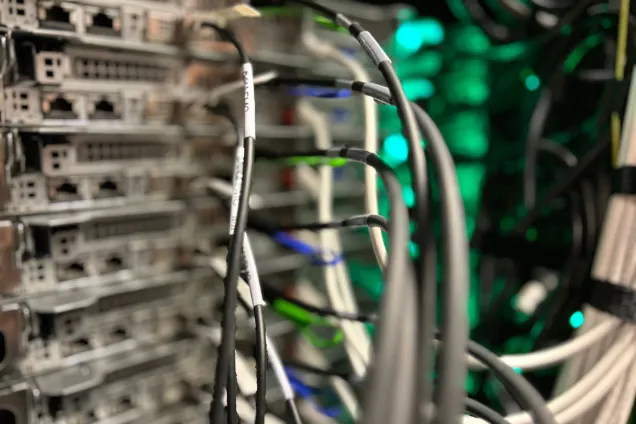 Computer wiring. Photo.